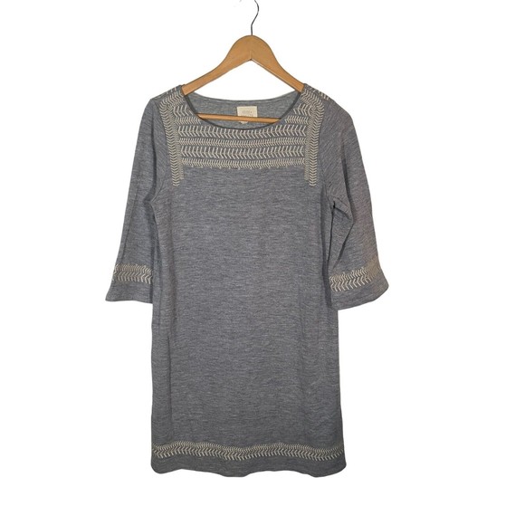 Edme & Esyllte Knit Dress Women's Size Medium Gray‎ Embroidered Pullover - Picture 1 of 7